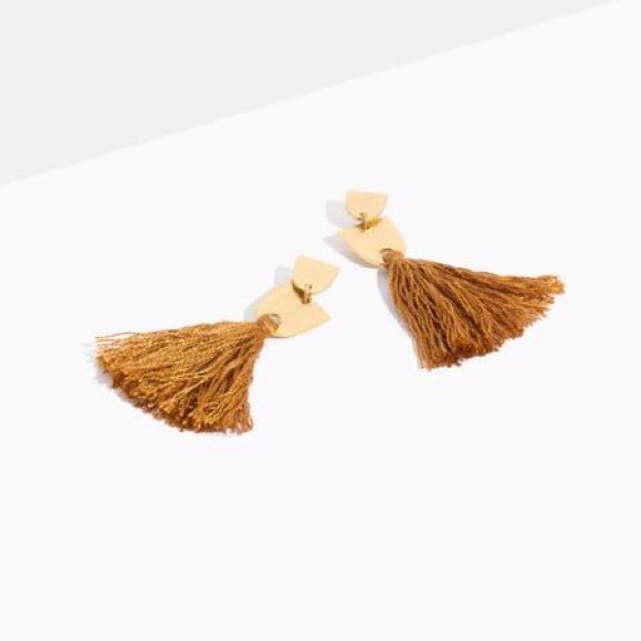 NWOT Madewell Tassel Earrings Brown Silver Posts - Picture 2 of 4